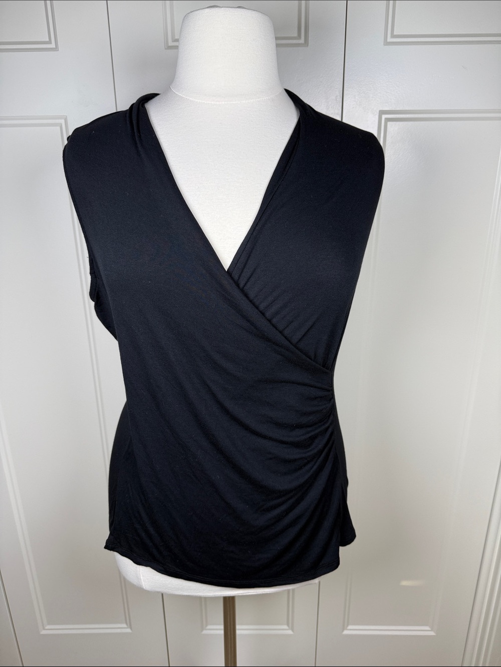 Fever Black Sleeveless Wrap-Front Blouse Size XL